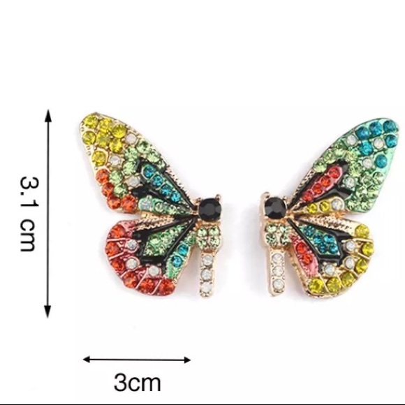 Back in stock!!  🦋 Flutterby Rhinestone Earrings in Red - Picture 4 of 5